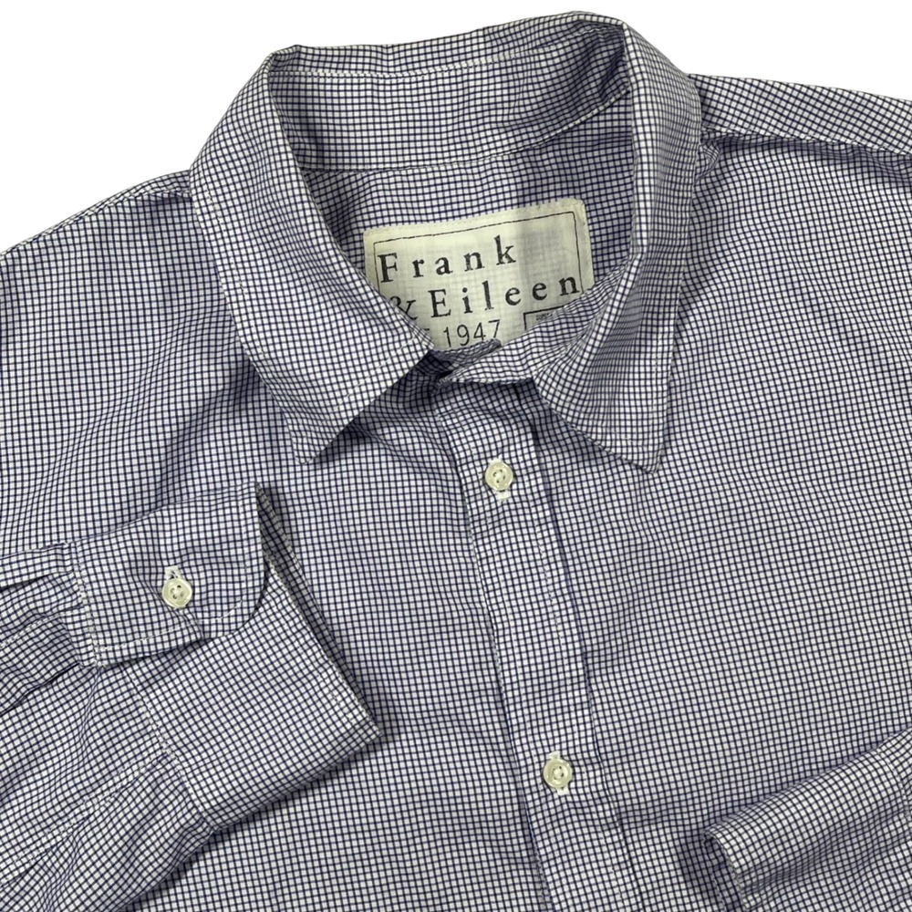 Frank & Eileen Paul Button Up Shirt Mens XL Blue Purple White Micro Check USA